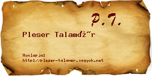 Pleser Talamér névjegykártya